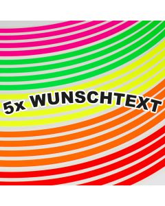 Felgenaufkleber Neon NUR WUNSCHTEXT